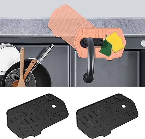 Paquete de 2 protectores contra salpicaduras de silicona para fregadero, tamaño mini de 9.6 x 6 pulgadas, diseño de doble cara para cocina, baño,
