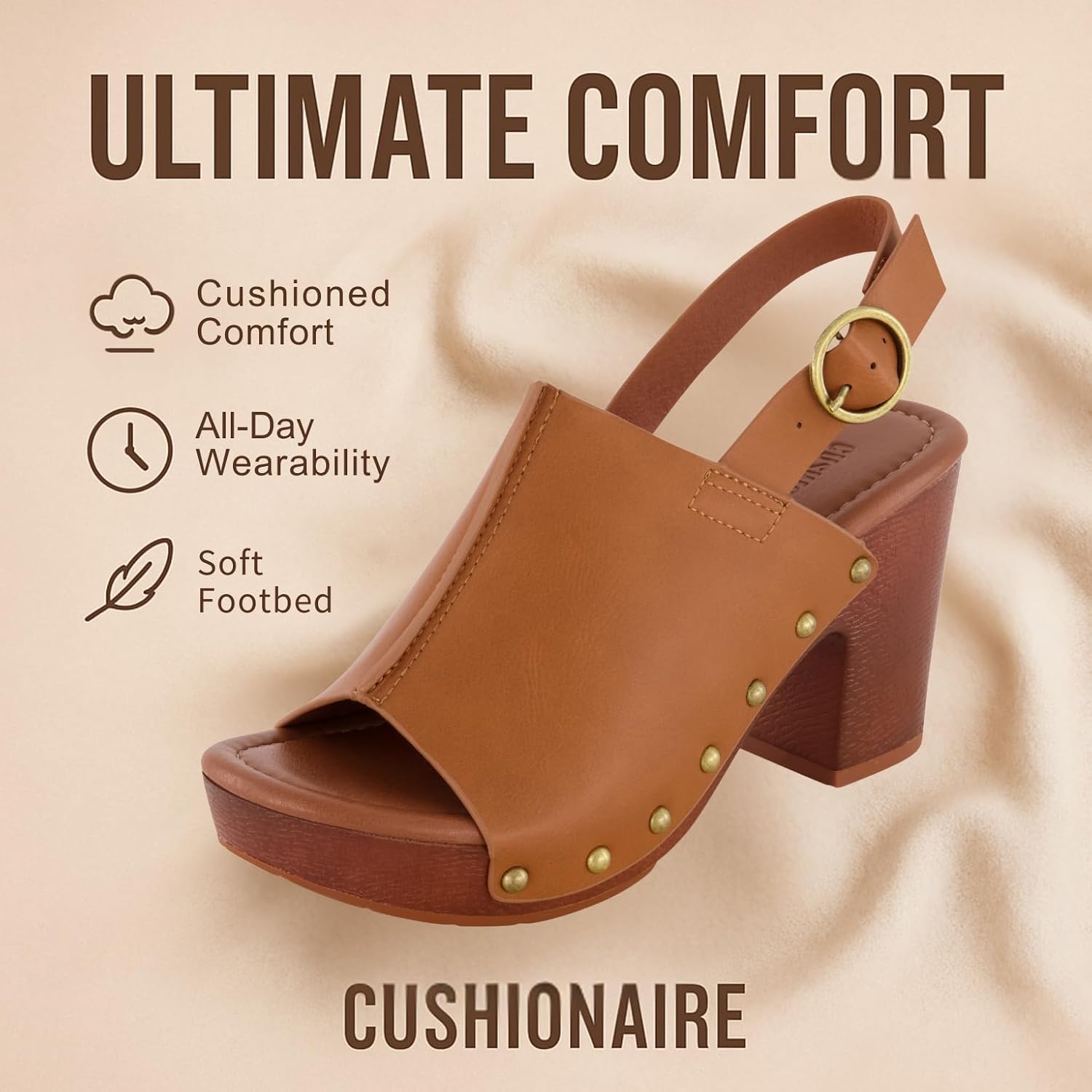CUSHIONAIRE Women's Sisi Faux Wood Sandal +Comfort Foam & LiteSole Technology, Wide Widths Available