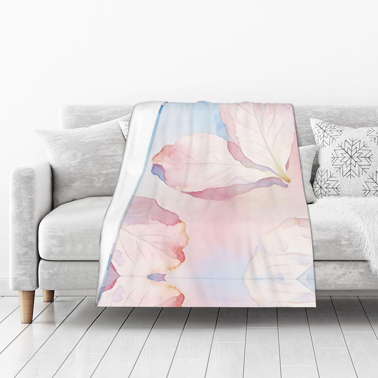 DUYIOKH Falling Petals Print Thick Throw Blanket, Blanket for Couch Bed Warm Travel Blanket for Camping Movie Night