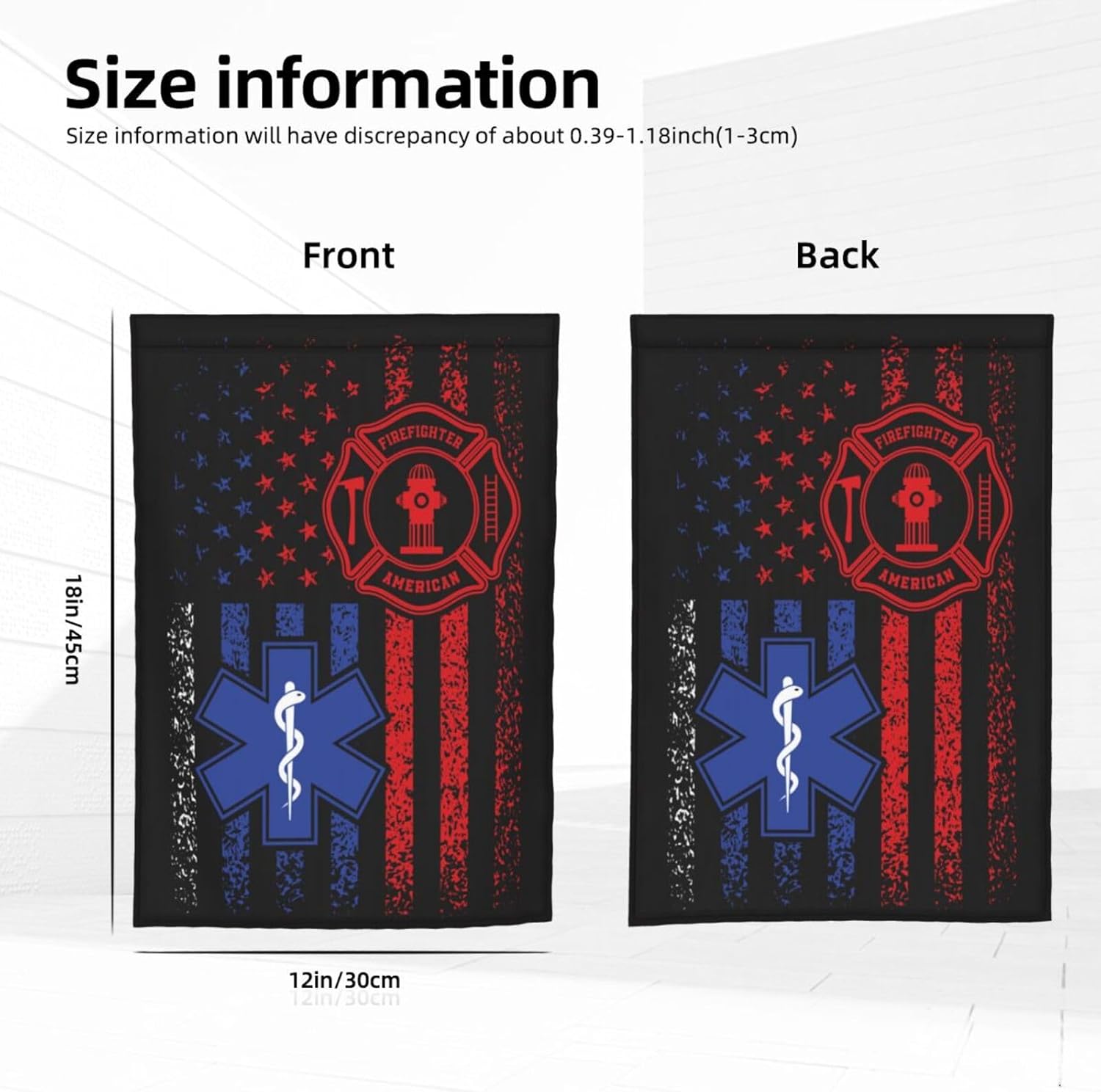 EMS Flag Firefighter Garden Flag Double Sided Vertical 12×18 Inch Banners Double Sided For Lawn Patio Yard Garden Home Outdoor Decor - Image 5
