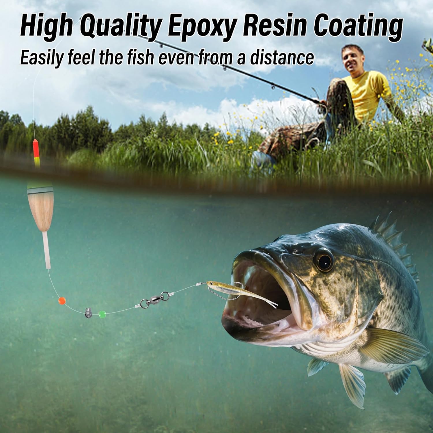 Dr.Fish 6 Pack Fishing Bobber Floats Balsa Wood Slip Bobbers for Fishing Crappie Trout Bass Bluegill Panfish Catfish Walleye