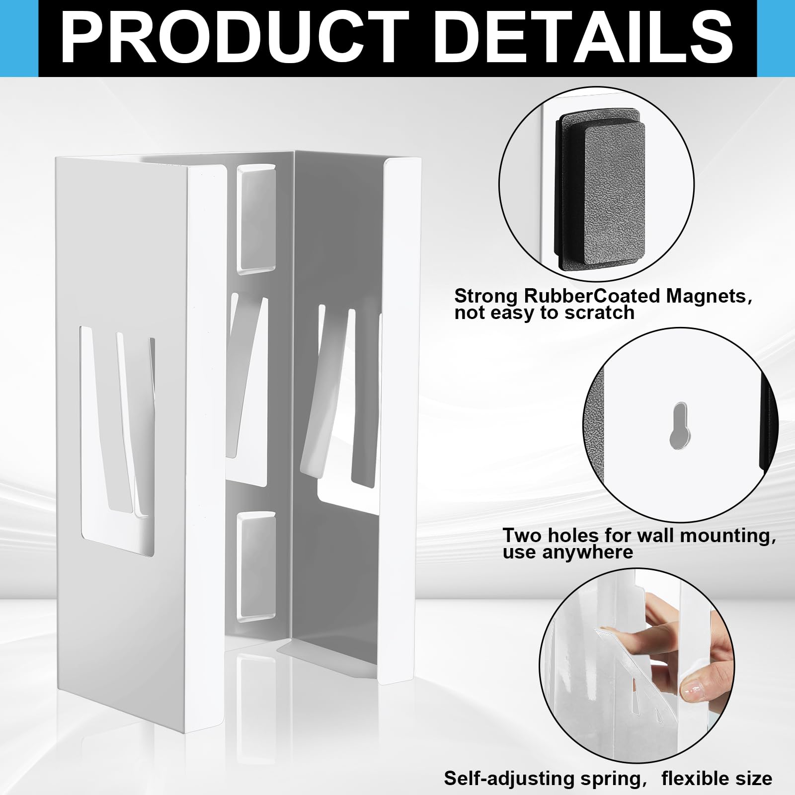 Lounsweer Dispensador magnético de guantes con capacidad para cajas de guantes, toallas de calidad comercial, toallitas, papel higiénico, guantera, soporte de pared, cocina, nevera, oficina, talleres,