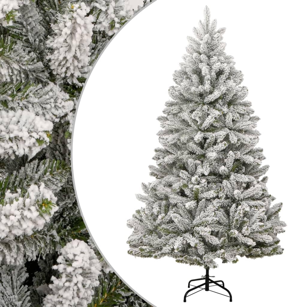 Árbol de Navidad artificial plegable, cubierto de nieve, 300 cm, con puntas de PVC, soporte de metal, para interior y exterior, árbol de Navidad verde con nieve