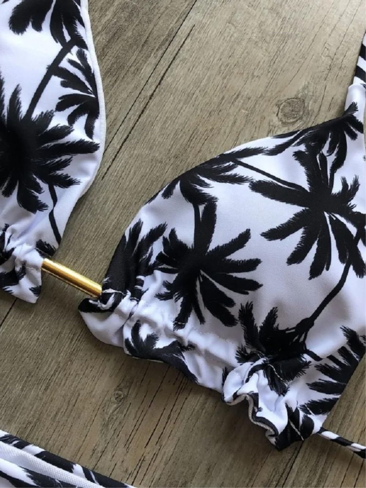 Set Bikini Donna Donne Palm Tree Stampa Due Pezzi Tassel Cravatta Laterale Triangolo Hardware Costume da Bagno Cheeky per La Spiaggia PisChina