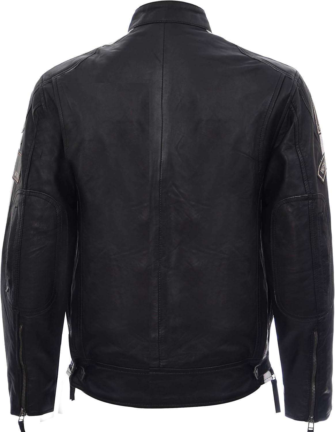 Men's Real Racing Black Nappa Leather Moto Biker Jacket…