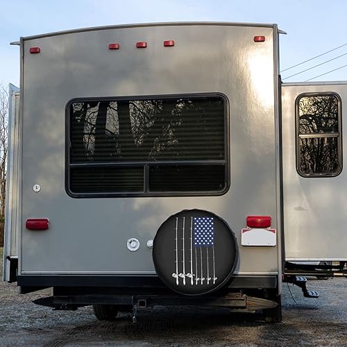 Miniatura 6 de Foruidea Cubierta de neumático de repuesto con bandera estadounidense de pesca, a prueba de polvo, para remolque, RV, SUV y muchos vehículos de 17