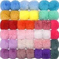 Vista 1 de BQTQ 40 pompones de piel sintética con lazo elástico, pompones esponjosos de piel sintética de conejo para sombreros, gorros, zapatos, bufandas