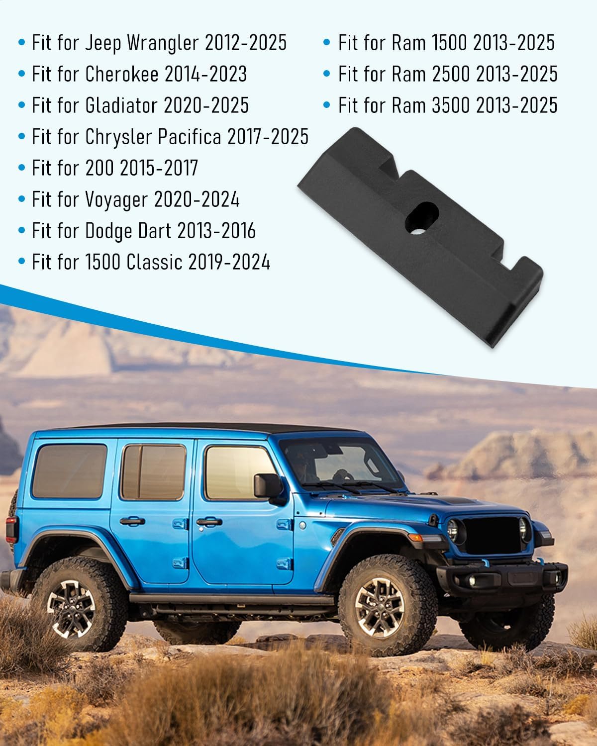 Battery Bracket Fit for Jeep Wrangler Cherokee Gladiator, Fit for Dodge Dart, Fit for Ram 1500 2500 3500, Battery Hold Down Bracket Replacement 68082538AB 53109859