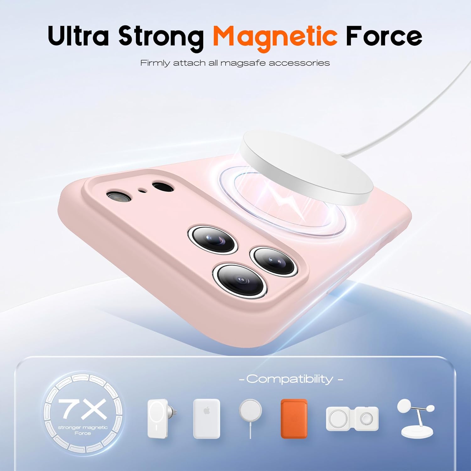 Compatible with iPhone 17 Pro Case with Magnetic Invisible Stand Compatible with Mag-Safe Military Drop Tested Shockproof Silicone 17 Pro Phone Cases for Women Men 6.3"，Pink - Image 3