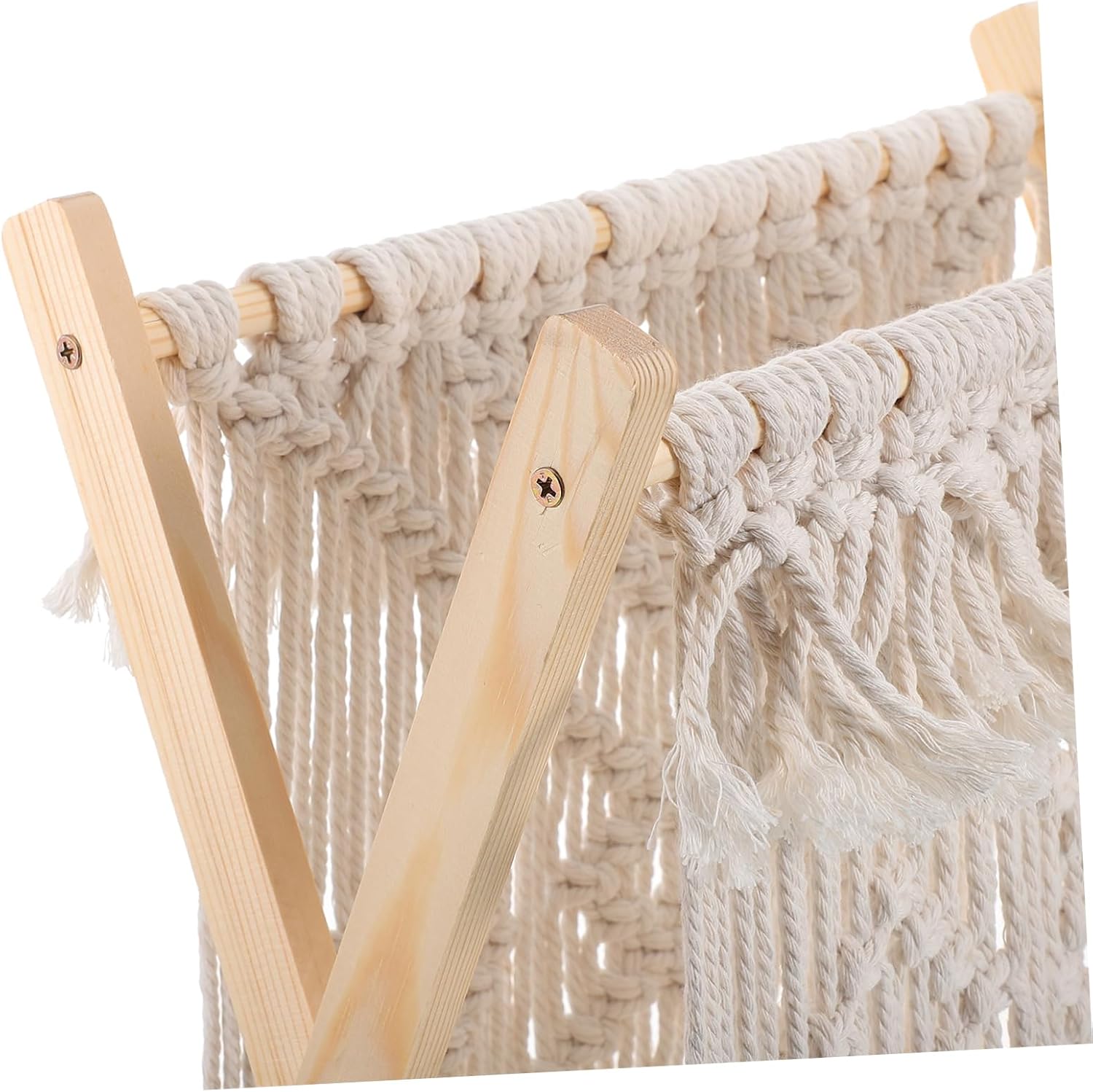 VOSAREA Woven Cotton Rope Magazine Rack Elegant Storage Organizer for Books Newspapers and Swaddle Blankets Boho Desk and Living Room Essential Stylish Home