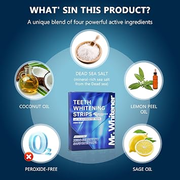 Teeth Whitening Strips, Professional Tooth Whitening Kits: 44 Strips 22 Packs Teeth Whitening Strips, Dentist-Approved, Peroxide-Free, Enamel Safe, Sensitivity Free Formula