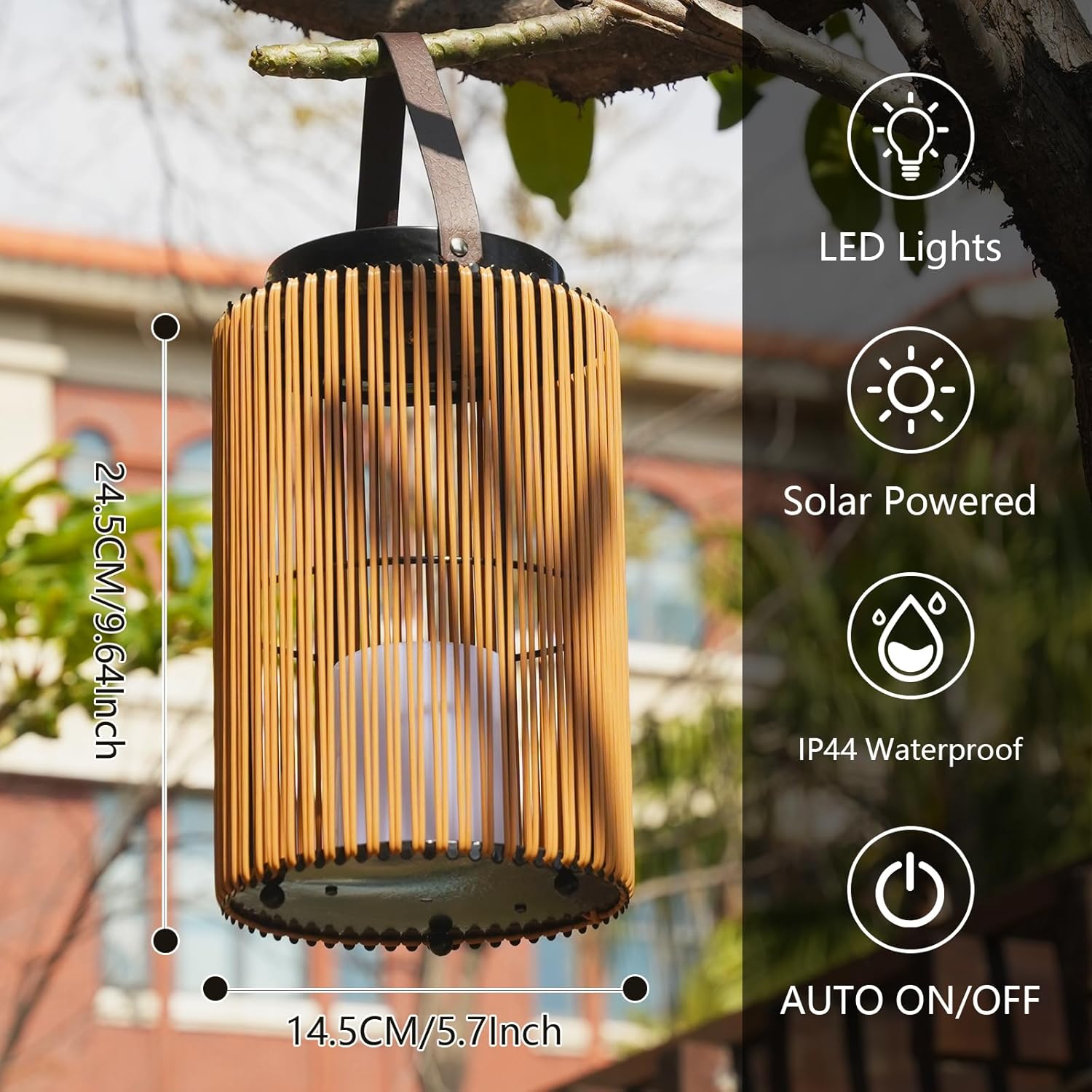 2 Pack Solar Lanterns Outdoor Waterproof, Imitation Candle Lantern in Boho Style for Garden, Backyard, Patio Decor, Birthday Gifts for Women Mom Grandma, Hanging Garden Lights for Outside