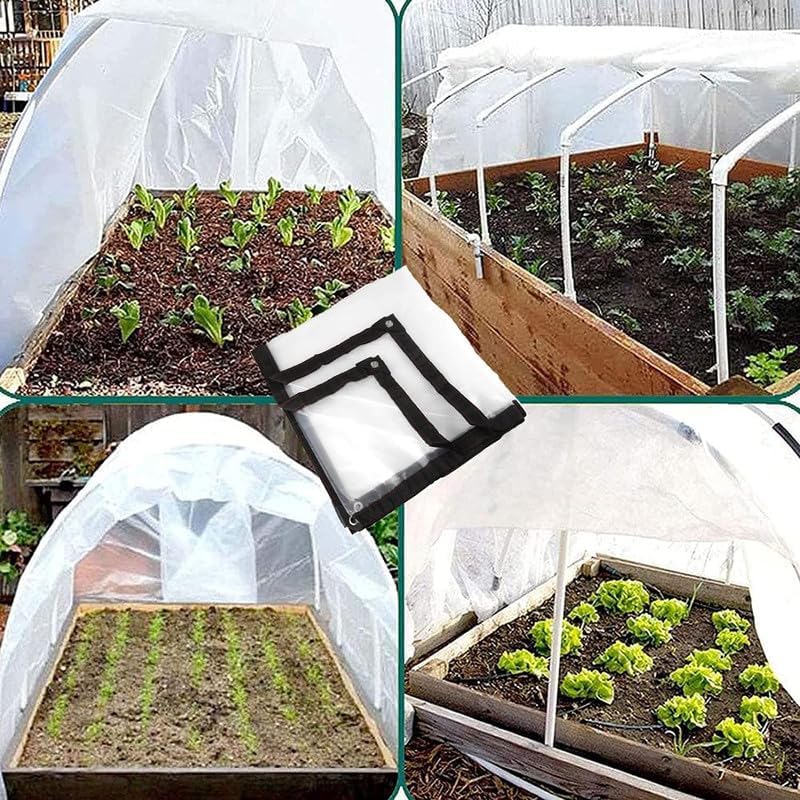 7x14 FT PVC Clear Waterproof Cover Tarp Foldable，Multi-Purpose Plastic Poly Tarps with Grommets and Reinforced Edges，Thick 0.3 MM