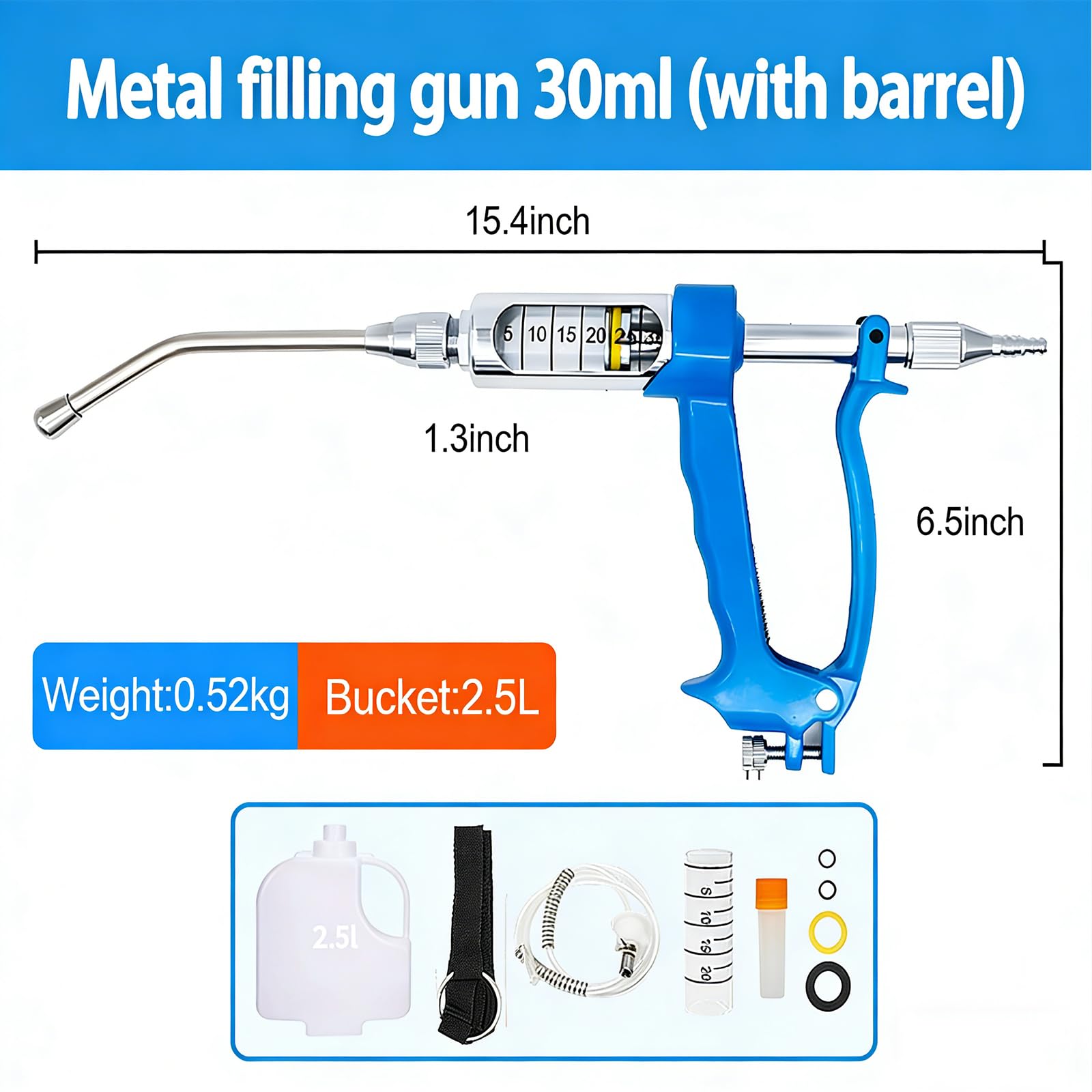 Weterynaryjny pistolet do zraszania - regulowany 5-30 ml szczelne urządzenie do ciągłego dozowania do pielęgnacji zwierząt gospodarskich, łatwe do czyszczenia dla zwierząt gospodarskich