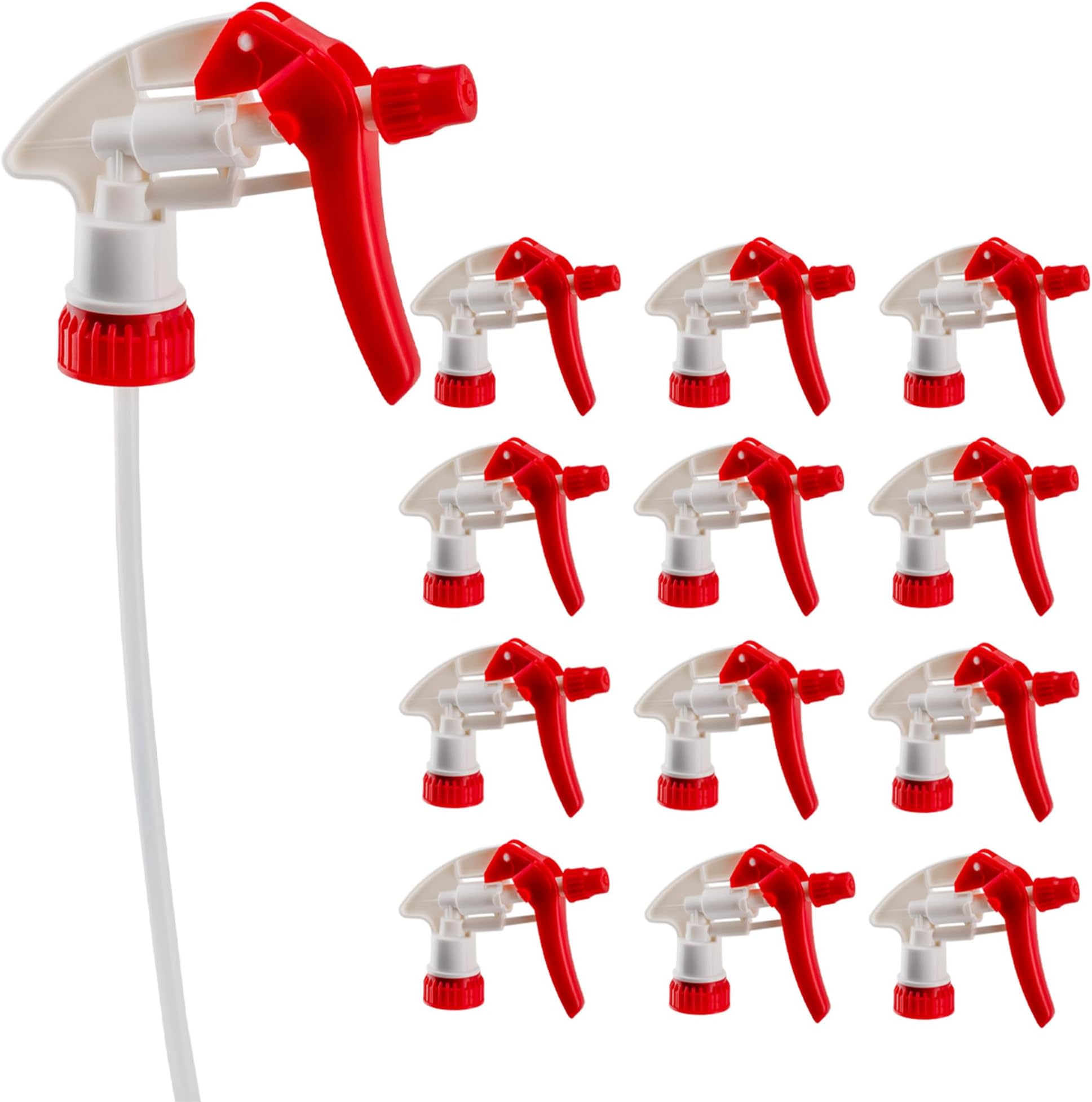 Cornucopia Brands 28-400 Replacement Trigger Sprayer Nozzles (12-Pack); Heavy Duty Replacement Part 16oz / 32oz Spray Bottles w/ 10-Inch Dip Tube