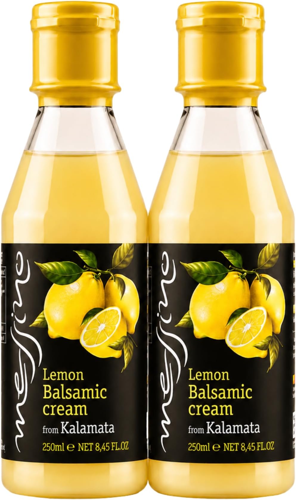 Messino Greek Lemon White Balsamic Cream, Pack of 2 x 250 ml (Total 500 ml) | Gourmet White Balsamic Glaze with Greek Lemons | No Added Sugar, Vegan-Friendly
