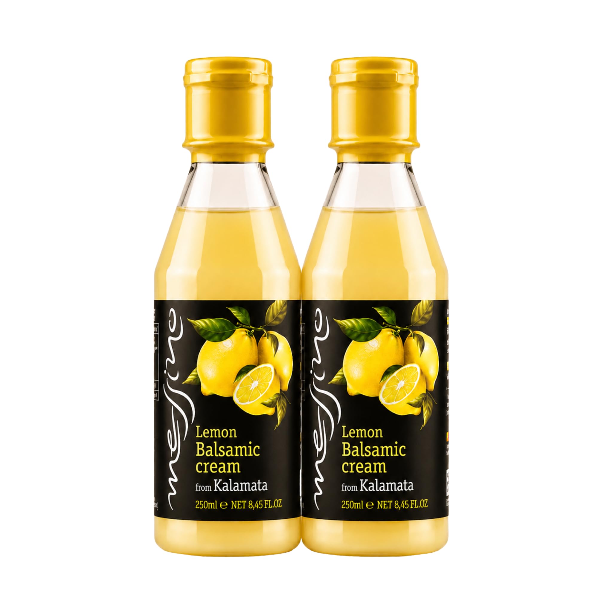 Messino Greek Lemon White Balsamic Cream, Pack of 2 x 250 ml (Total 500 ml) | Gourmet White Balsamic Glaze with Greek Lemons | No Added Sugar, Vegan-Friendly