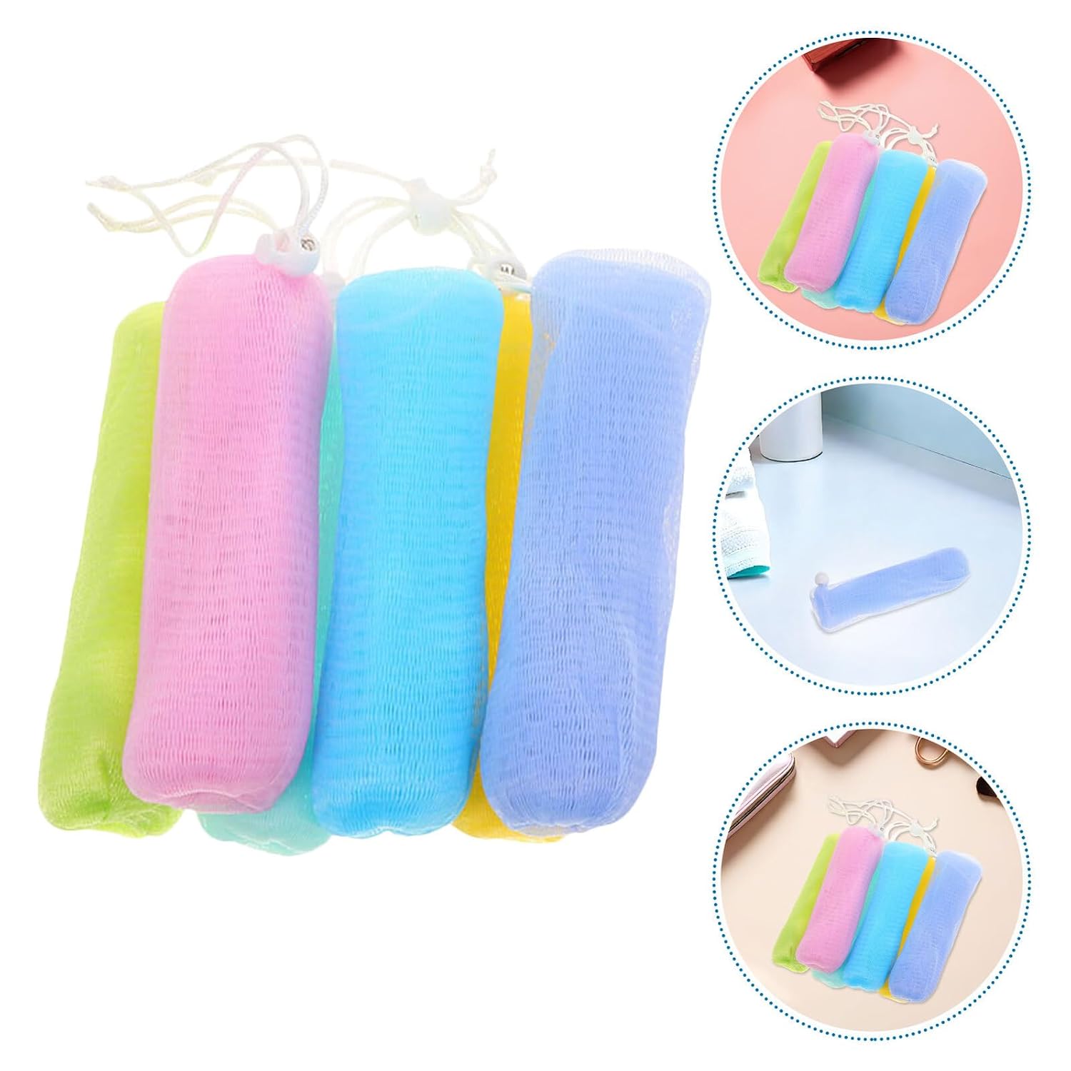 OSALADI 12pcs Foaming Soap Nets Soap Pouches Handmade Bags with Drawstring for Bath Shower Facial Cleansing Random Color