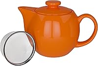 Vista 3 de OmniWare Teaz Citron - Tetera de cerámica de 14 onzas con infusor de malla de acero inoxidable