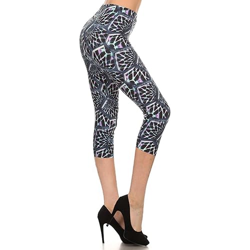 Leggings Depot Capri REG/Plus Fashion Print Leggings Capri BAT1