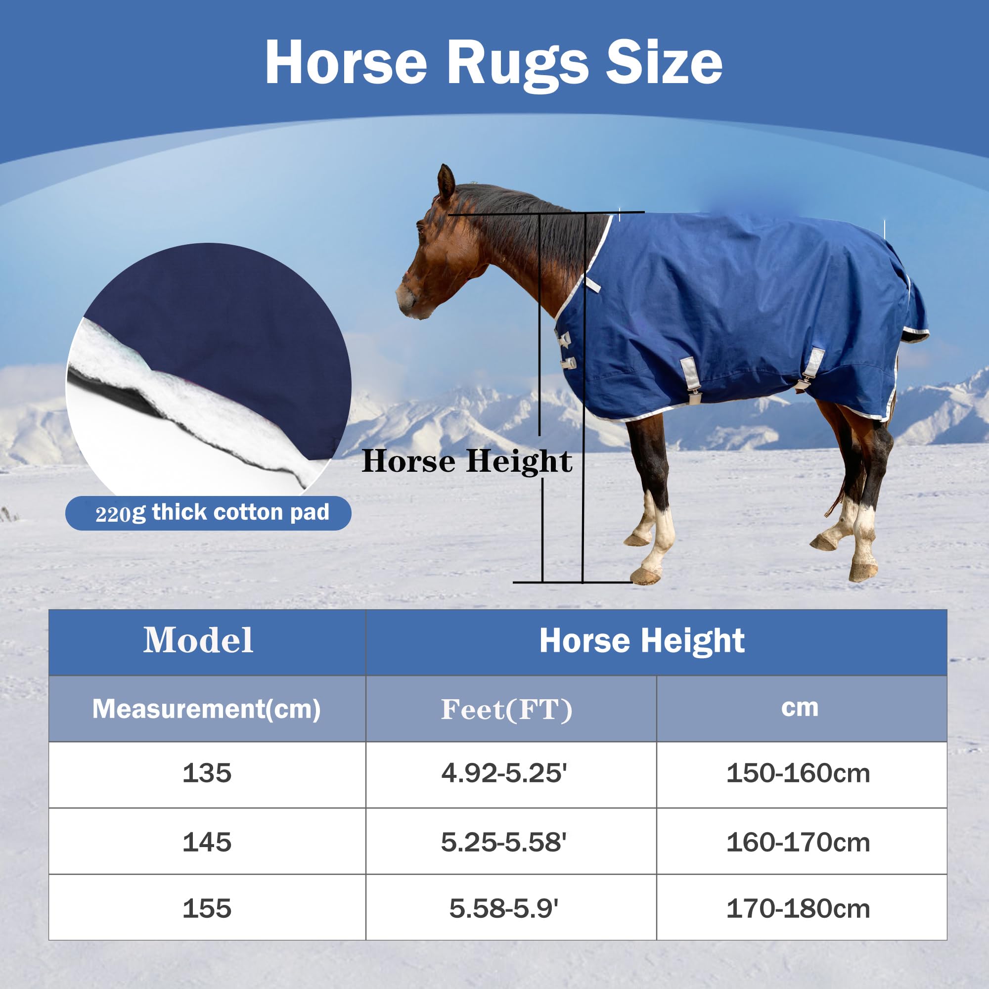 Manta de caballo 1600D impermeable para invierno, 400 g, forro de relleno de algodón cálido 1600D, manta impermeable de peso medio, 72 pulgadas