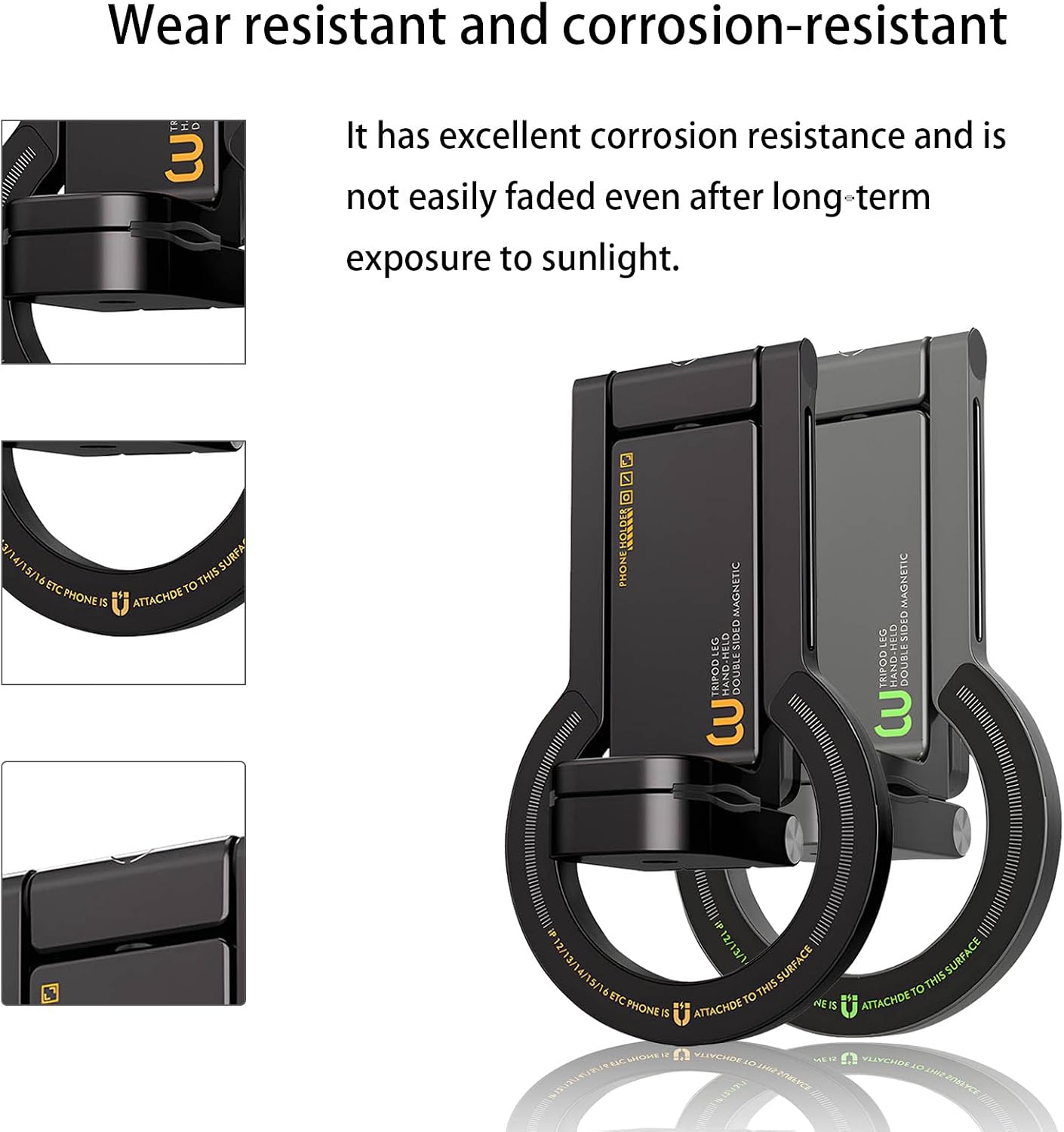 Magnetic Phone Tripod for Travel, Airplane Phone Holder with 360°Rotation, Immediate Attach Attractive Car Phone Stand Highlighting Hard Wearing Metal Base and Flexible Positioning for Guidance (Black