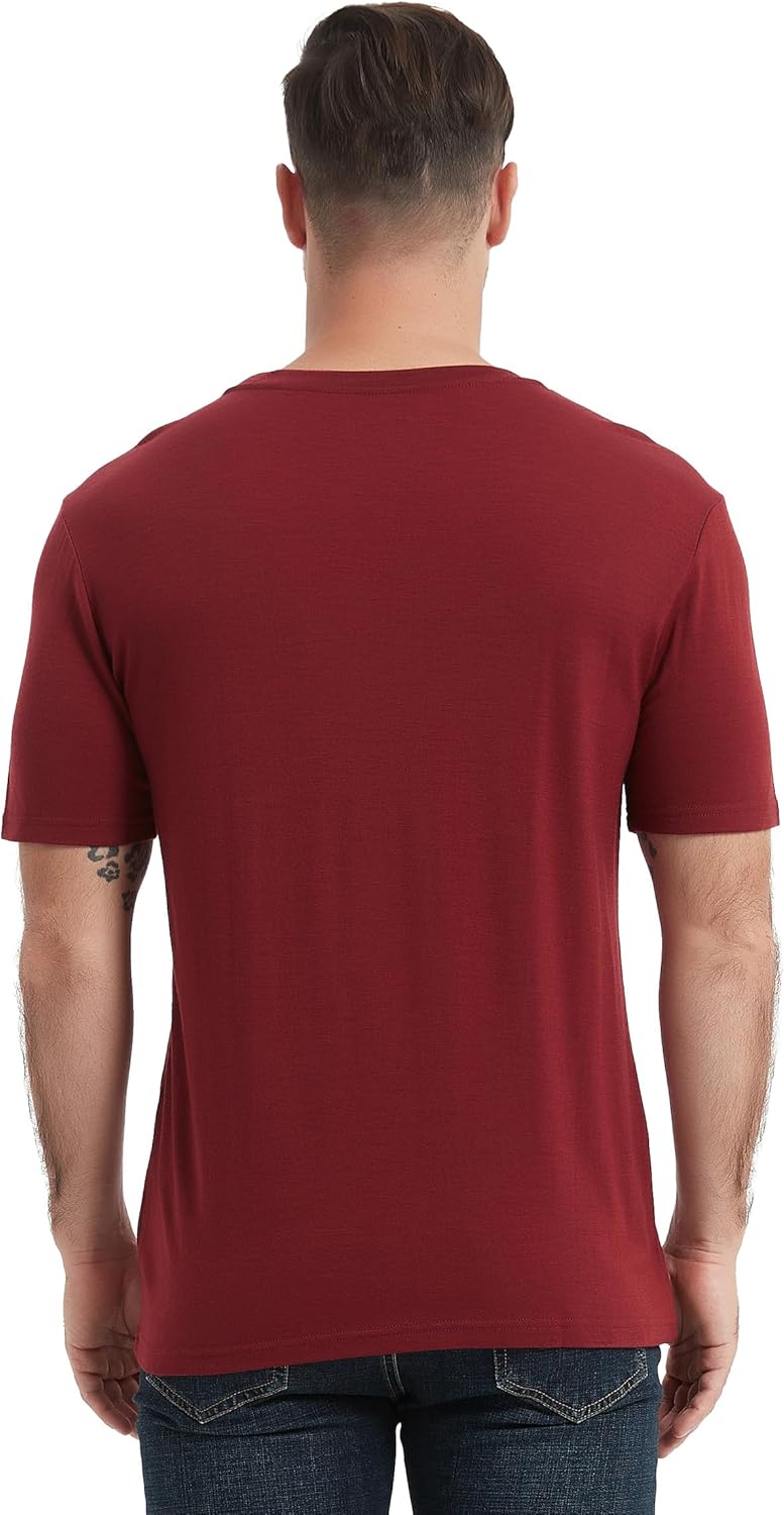 100% Merino Wool T Shirts for Men, Short Sleeve Lightweight Crew Undershirt, No-Odor Base Layer for Hiking Travel - Image 3