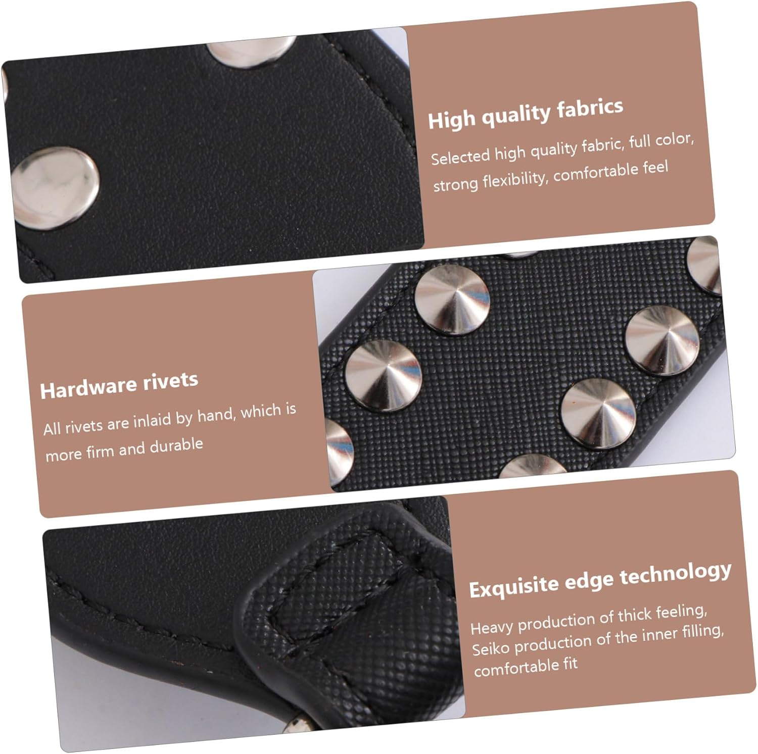 STOBOK Women Bag Wide Strap Studded Shoulder Bag Strap Replacement Punk Leather Accessories Adjustable Crossbody Purse for Handbag 35.43In