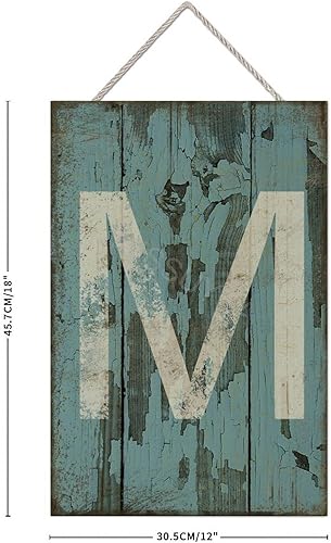 Vista 296 de Letrero colgante de madera con letra A, letrero de madera, decoración del hogar, 26 letras del alfabeto de metal, placa de madera, decoración