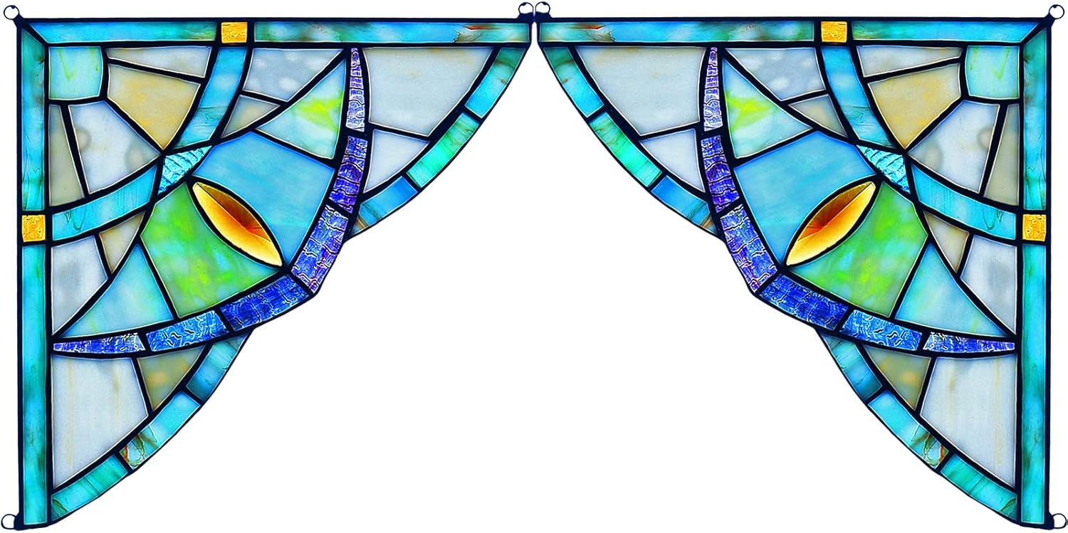 Capulina 1 Pair Stained Glass Window Door Corner Tiffany Glass Material Handicrafts Hangings for Home Decor Gifts