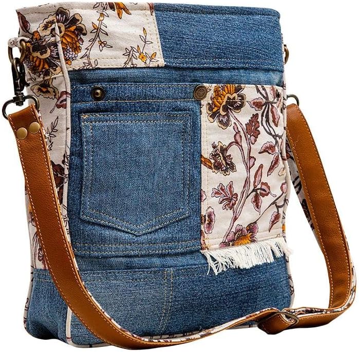 Myra Bag Western Leather Shoulder Bag for Women - Upcycled Canvas Crossbody Rednoize - Image 3