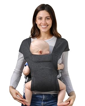 HEYVALUE Baby Carrier Newborn to Toddler7-35lbs, Ergonomic Cross-Back Wraps with Adjustable Straps, Newborn Carrier with Effortless Put-On, Head Support for Hands-Free Comfort, Deep Gray
