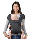 HEYVALUE Baby Carrier Newborn to Toddler(7-35lbs), Ergonomic Cross-Back Wraps with Adjustable Straps, Newborn Carrier with Effortless Put-On, Head Support for Hands-Free Comfort, Deep Gray