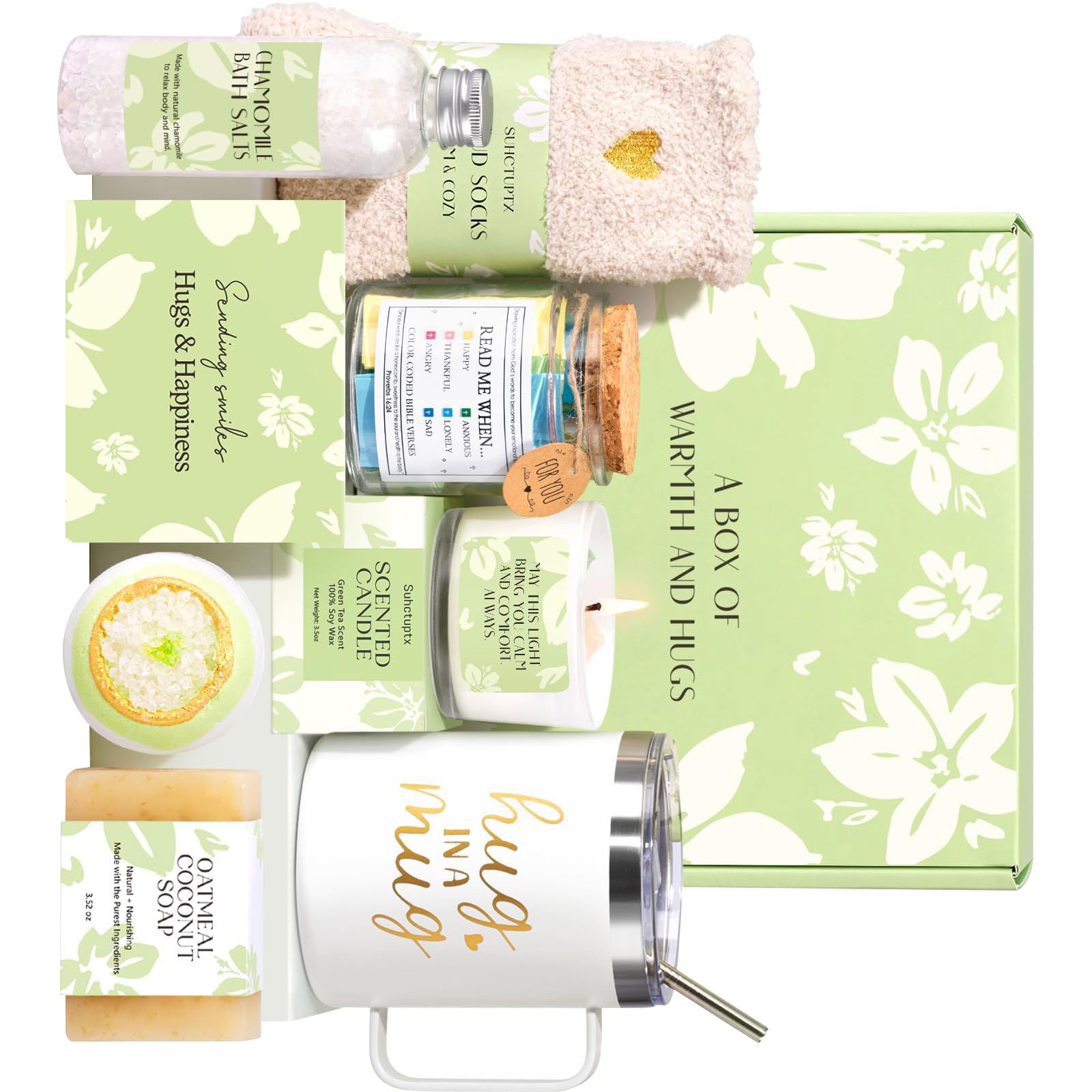 Pacchetto regalo completo ispirato alla casa per la selezione comfort da donna per la fase recupero della festa della mamma o un set candele con calzini morbidi per momenti speciali