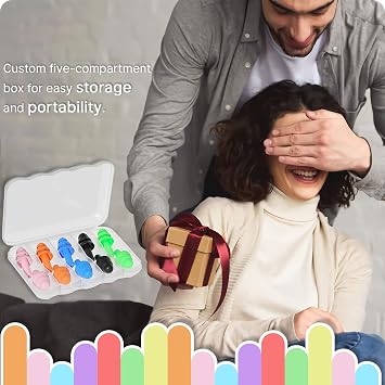5Pairs Ear Plugs for Sleep Soft Silicone Ear Plugs for Sleeping Noise Cancelling Multicoloured