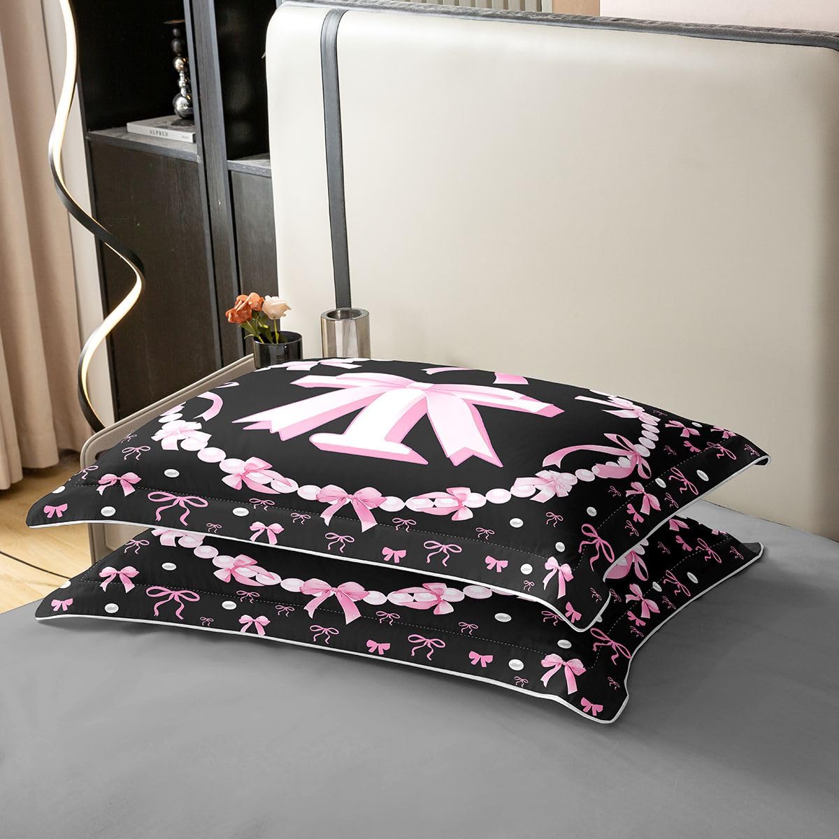 Homemissing Girls Schwarz Initial Bettwäsche Set 220x240cm 100% Baumwolle