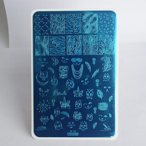 Miniatura 4 de Plantilla de estampado de uñas con patrón de piel de serpiente, bonita expresión facial, diseño de uñas, placa de estampado de cráneo, leopardo,