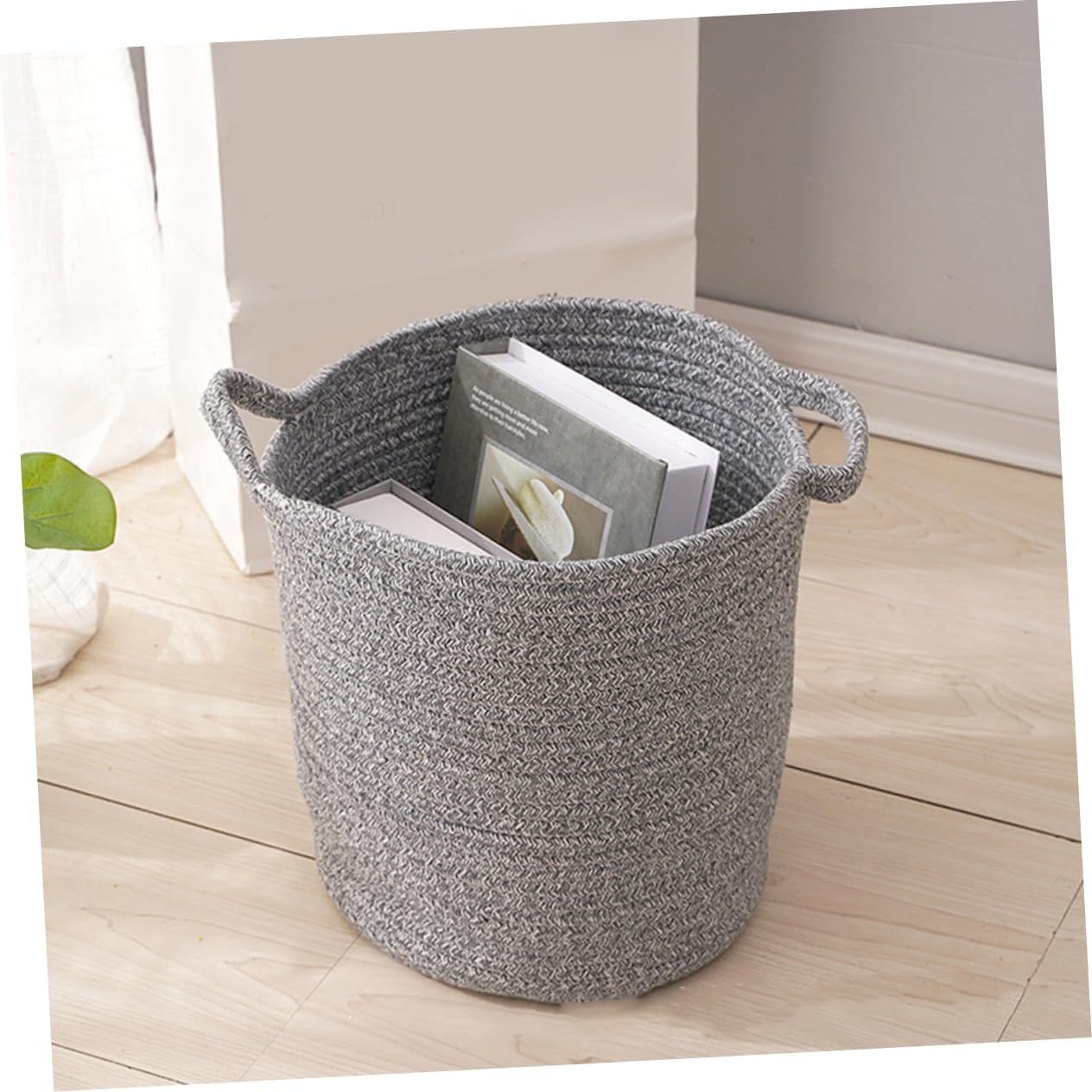 Portable Cotton Laundry Basket with Handles Large Dual Color Hamper for Clothes Storage Sturdy for Bathroom Nursery Laundry Use Height