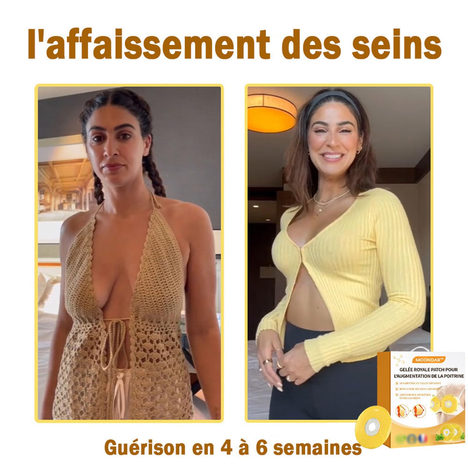 Moondar Royal Jelly Breast Enhancement Patch, Naturel Moondar Royal Jelly Breast Enhancer, Patch raffermissant nourrissant pour Les Seins naturels pour Les Femmes (2 pièces)