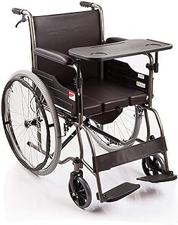 Litty Silla de Ruedas de Transporte, Silla de Ruedas Ligera Plegable con portavasos portátil Silla de Ruedas Fácil Traslado para Personas Mayores