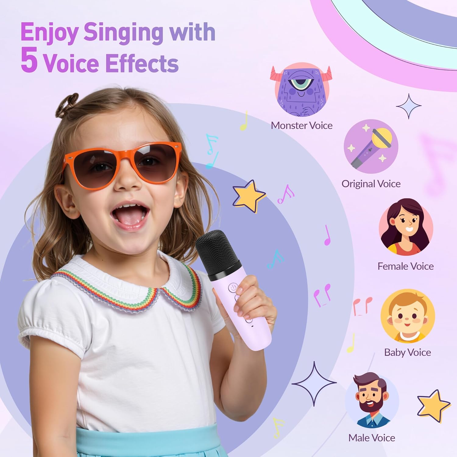 Karaoke Machine for Kids Adults, Karaoke Toys Gifts for Girls Boys, Portable Bluetooth Speaker with Wireless Microphone, Birthday Gifts for Girls Boys Ages 4, 5, 6, 7, 8, 9, 10, 12  Years Old