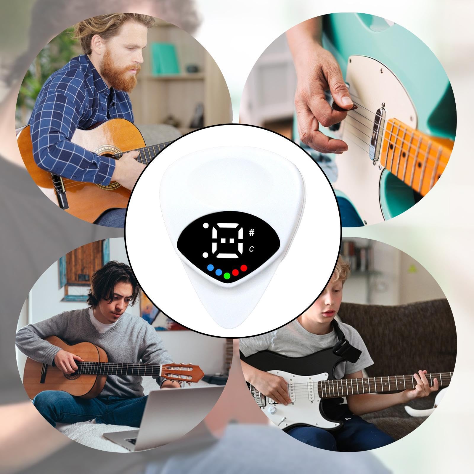 Accordatore Per Chitarra Elettrica Pacco Di Plettri Sottili | Accordatori Per Chitarra da principianti a chitarra e elettrica, ukulele, violino, basso e strumenti