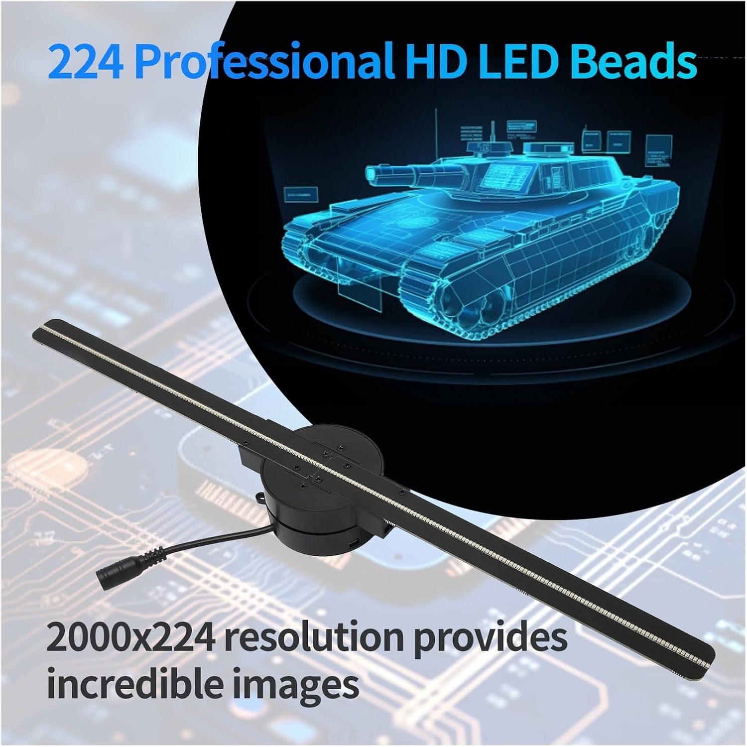 Dispositif holographique LED en installation professionnelle