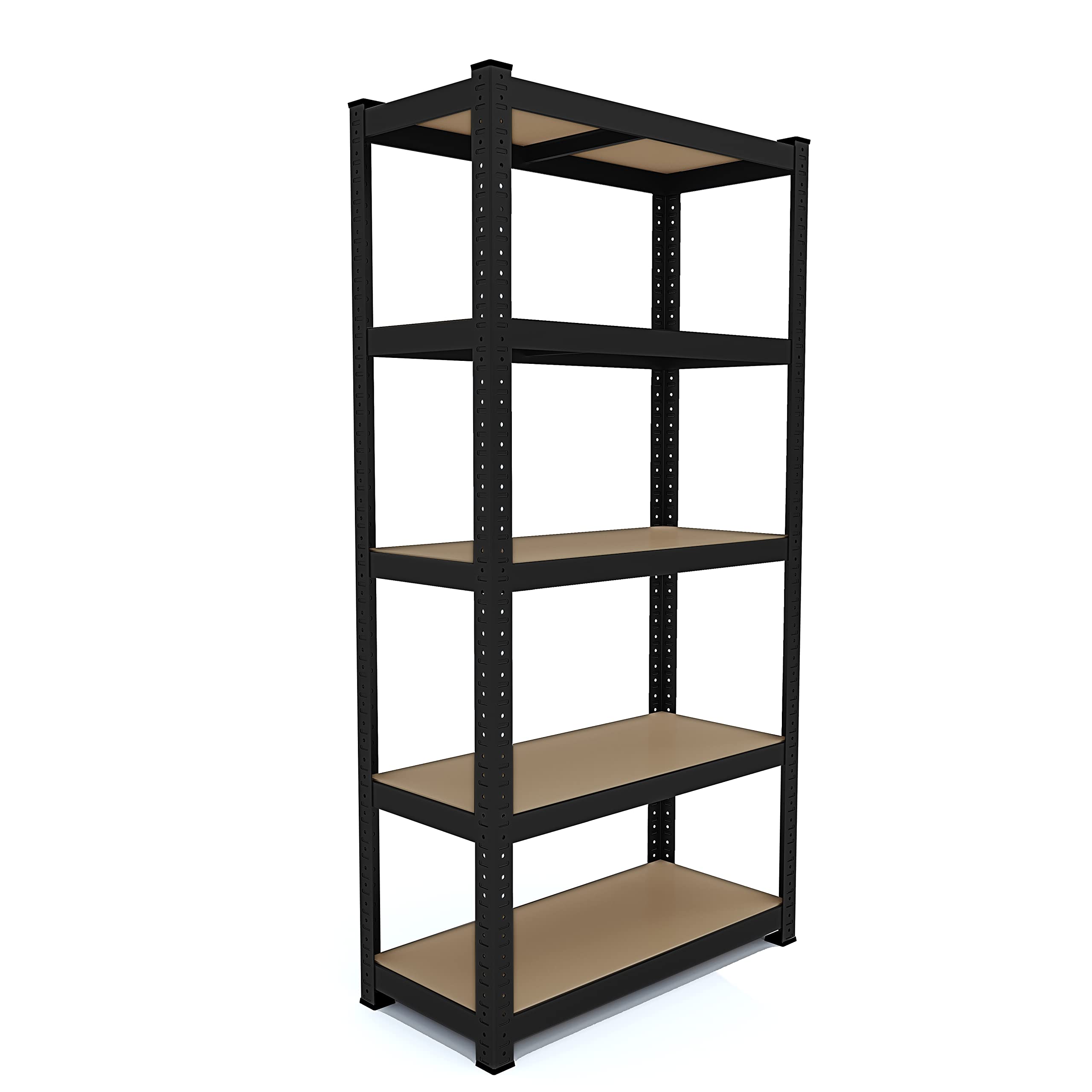 Półka metalowa i MDF Półka o wysokim przepływie do 875 kg Z 5 Regulowanymi Półkami Idealny Do Garażu Warsztat Piwnica Magazyn Modułowa Projekt 180 x 90 x 40 cm (Czarny)