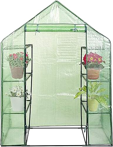 Renatone - Invernadero portátil mini con 4 niveles, 8 estantes, puerta con cremallera, marco de metal, planta de interior y exterior, para hierbas,