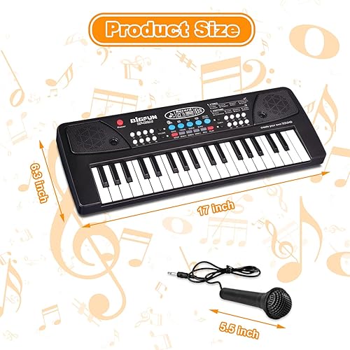 Miniatura 2 de Piano Keyboard for Kids EOOLEOW 37 Keys Portable Electronic Keyboards Piano for Kids with Microphone - Music Piano Toys for Children Black