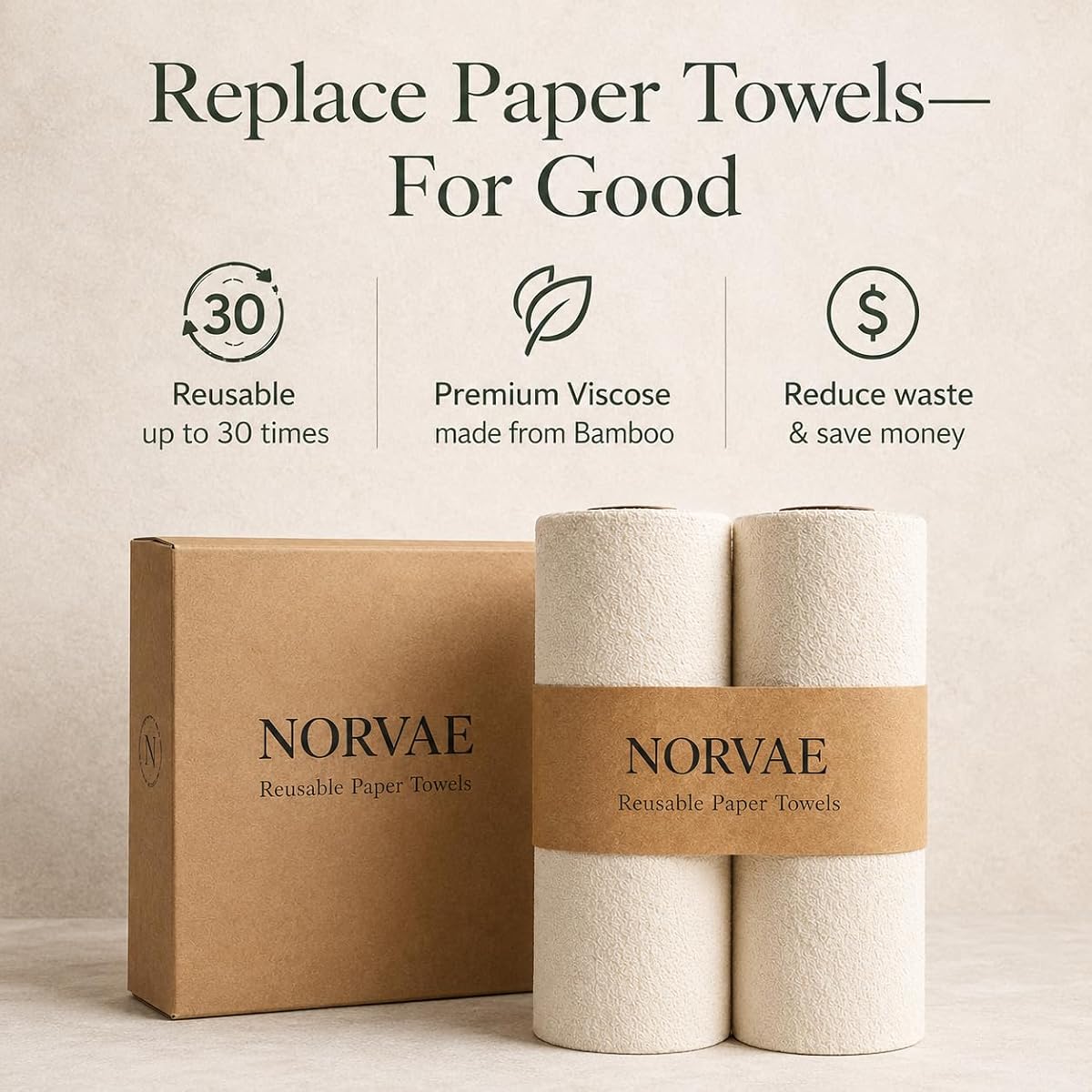 EcoCoco Reusable Bamboo Paper Towels view 2