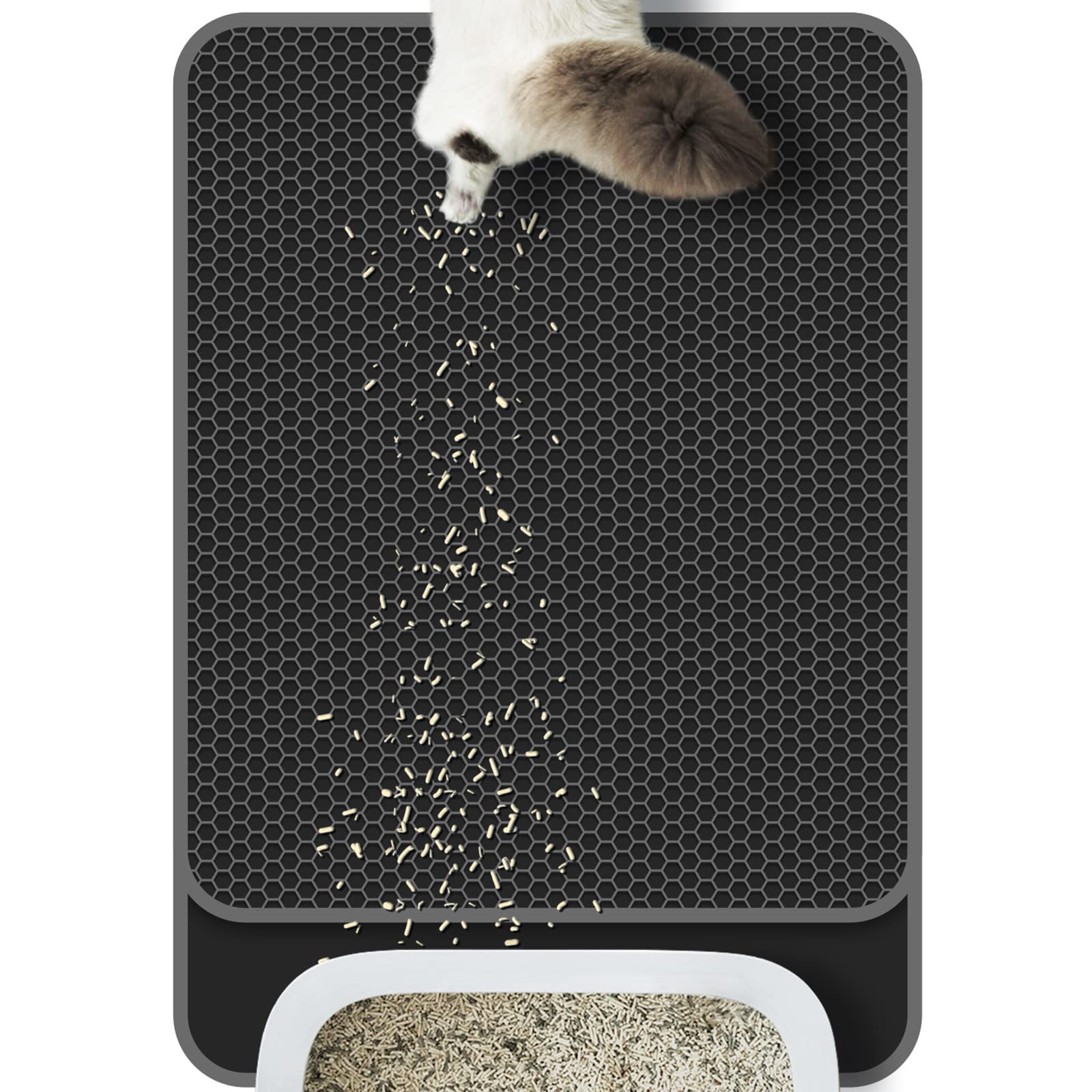 Hompet Durable Cat Litter Box Mat for floor, Extended Blank Holder