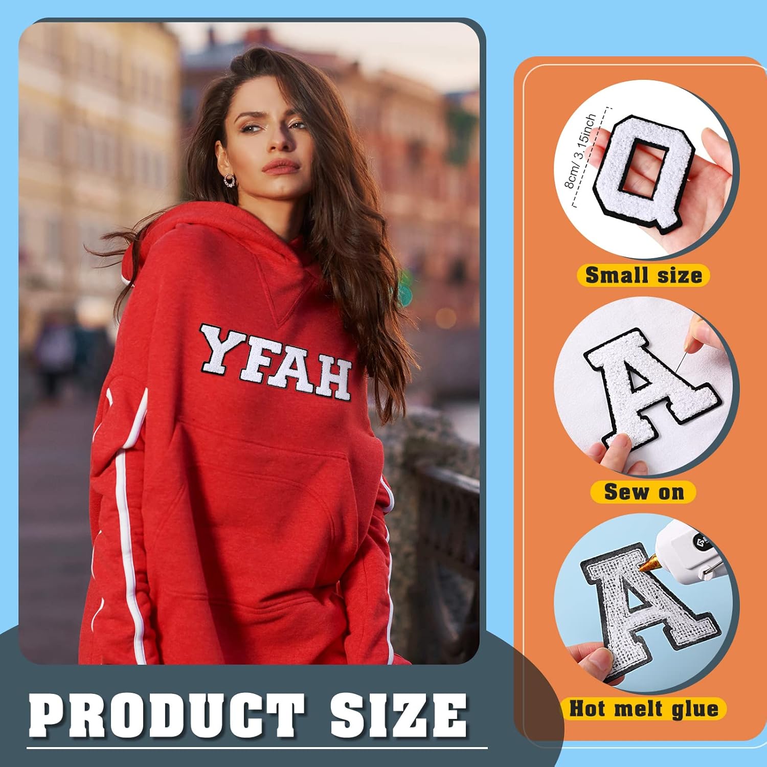 Jutom 156 Pieces Chenille Letter Patches Iron on Bulk Large 3.2 h x 2.4 w College Letters Patches Clothing Embroidered Trimmed Preppy Alphabet for Letterman Jackets Jeans (Black White Combination)