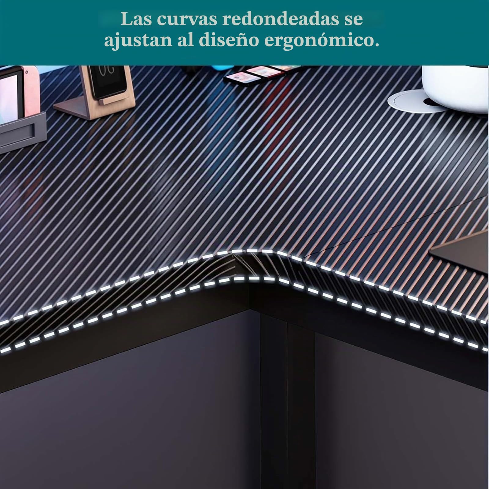 L-Shaped Gaming Desk, Corner Desk Computer Workstation, Carbon Fiber Finish, Cable Management, 100Kg Weight Capacity, Corner Computer Gaming Desk 140 * 100cm